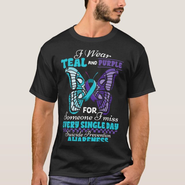 T-shirt Prévention du suicide Porter sarcelle violet Quelq (Devant)