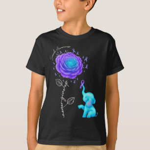 T-shirt Prévention du suicide Ruban éléphant fleur violet 
