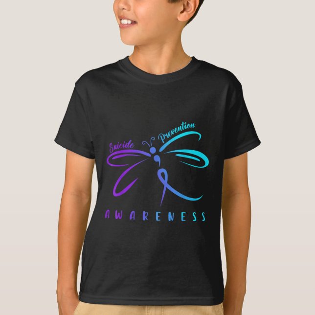 T-shirt Prévention du suicide Ruban violet sarcelle Dr (Devant)