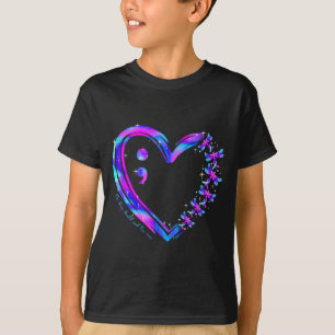 T-shirt Prévention sensibilisation sarcelle violet cœur li
