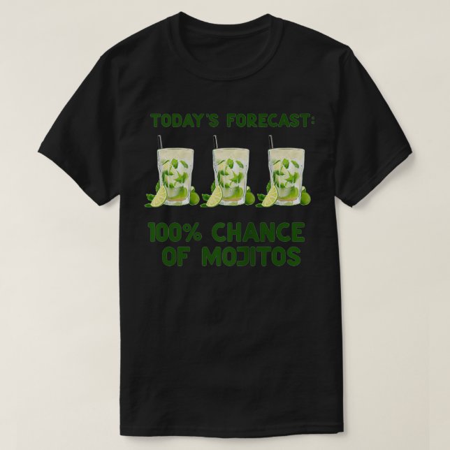 T-shirt PRÉVISIONS AUJOURD'HUI 100 CHANCE DE MOJITOS Mème  (Design devant)