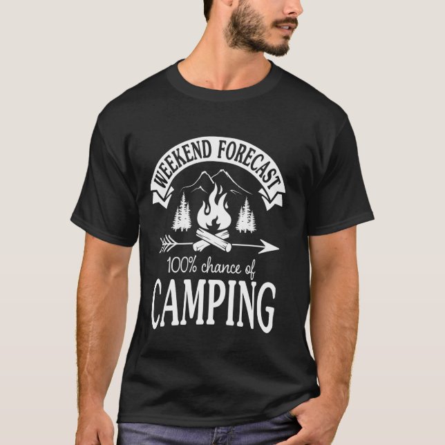 T-shirt Prévisions de week-end 100 Chances de camping Cara (Devant)