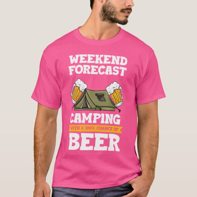 T-shirt Prévisions de week-end Camping avec une chance de  (Devant)