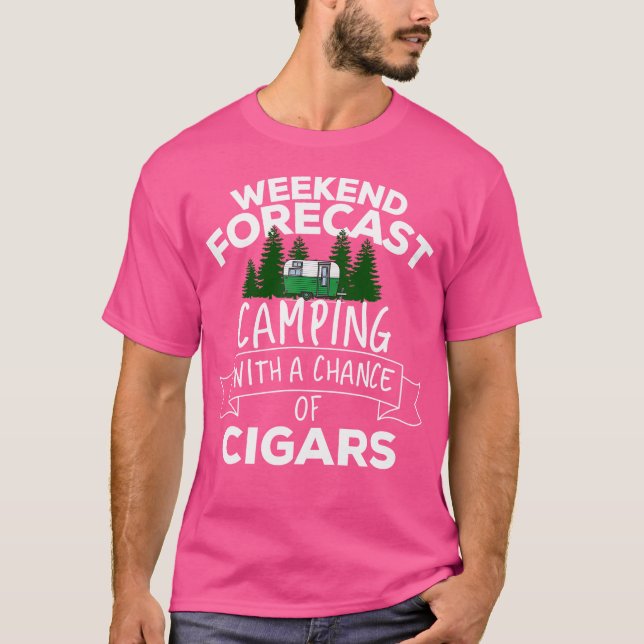 T-shirt Prévisions de week-end Camping avec une chance de  (Devant)