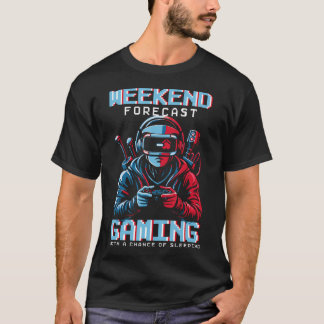T-shirt Prévisions de week-end de gamer : jeu avec une cha