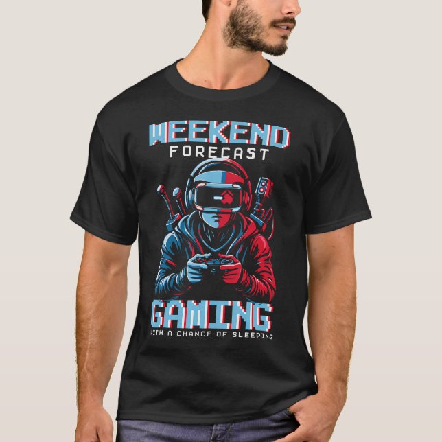 T-shirt Prévisions de week-end de gamer : jeu avec une cha (Devant)