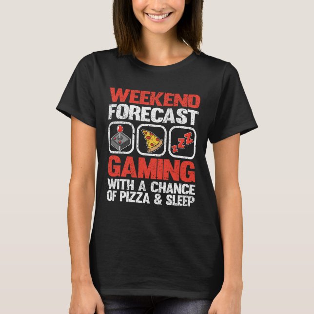 T-shirt Prévisions de week-end : jeu avec une chance de pi (Devant)