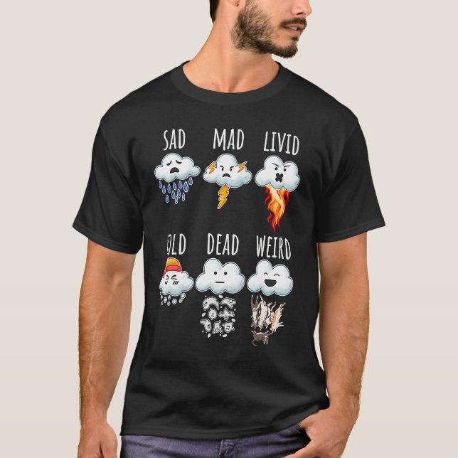 T-shirt Prévisions météorologiques des nuages Rapport des  (Devant)