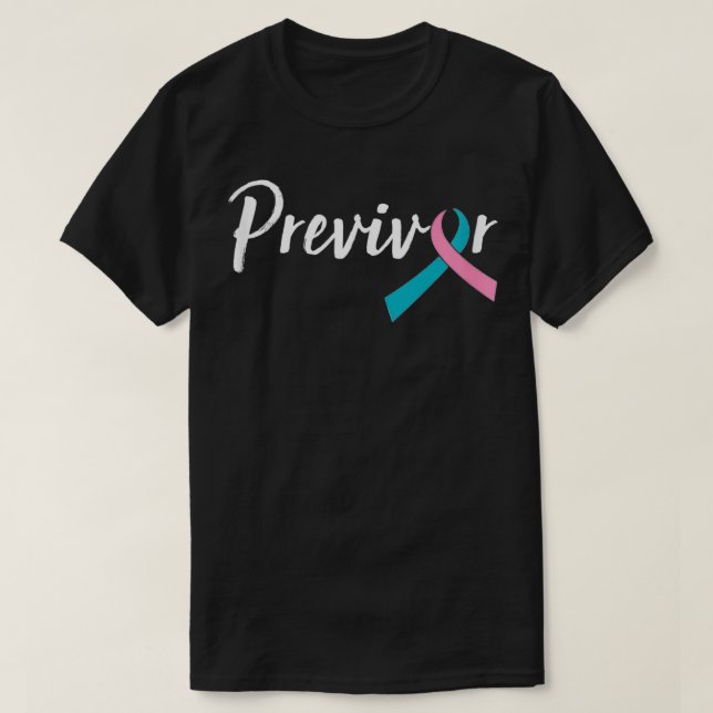 T-shirt Previvor De Script Avec Ruban Turquoise Rose (Design devant)