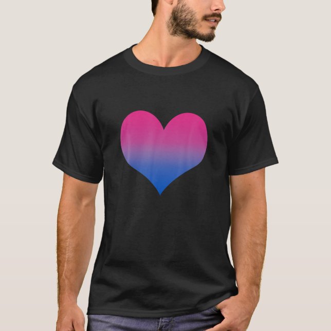 T-shirt Pride Bisexuelle Bi Drapeau Dégradé du coeur LGBTQ (Devant)
