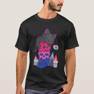 T-shirt Pride Biual Kawaii Chats Pile Crâne Cat Lgbt Bi Pr