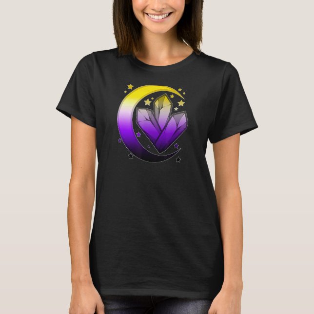 T-shirt Pride céleste non binaire Lune Boho (Devant)