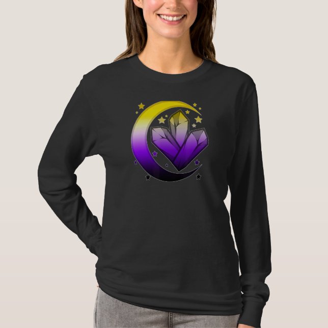 T-shirt Pride céleste non binaire Lune Boho (Devant)