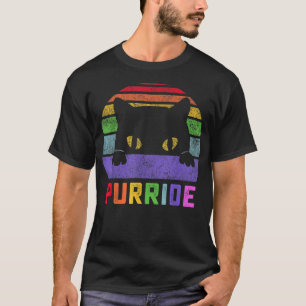 T-shirt Pride Chat Purride Gay LGBTQ Rainbow Drapeau Rétro
