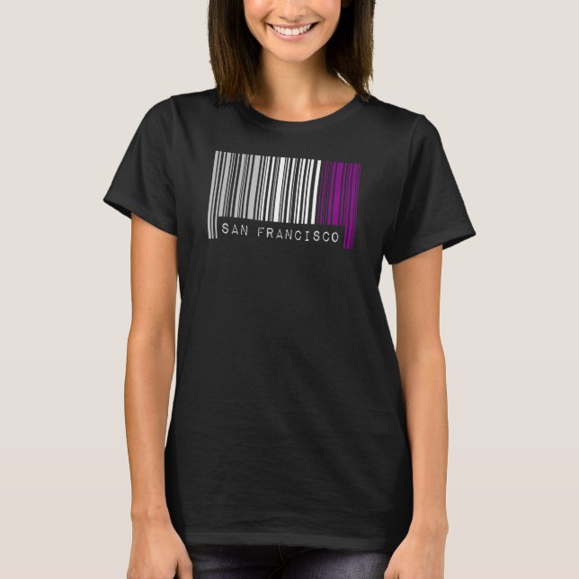 T-shirt Pride Code-Barres Asexuel San Francisco California (Devant)