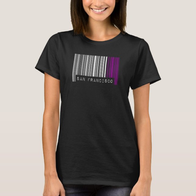 T-shirt Pride Code-Barres Asexuel San Francisco California (Devant)