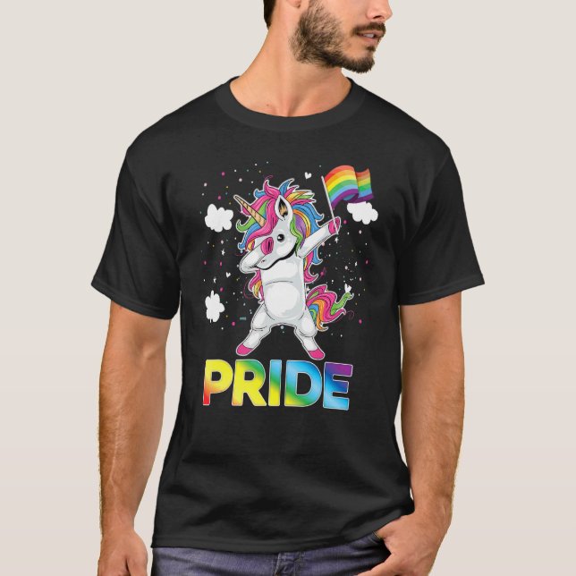 T-shirt Pride Dabbing Unicorn Lgbt Pride Gay Lesbian Rainb (Devant)