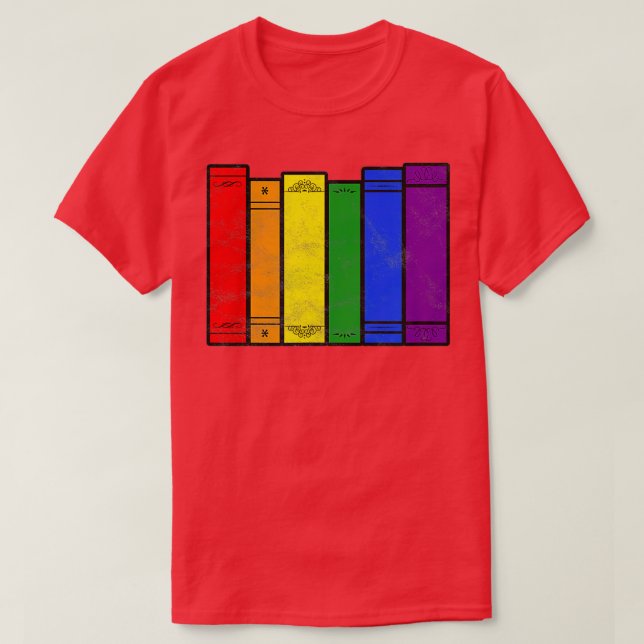 T-shirt Pride Flag Books Bookish Rainbow Queer Reader Gay (Design devant)