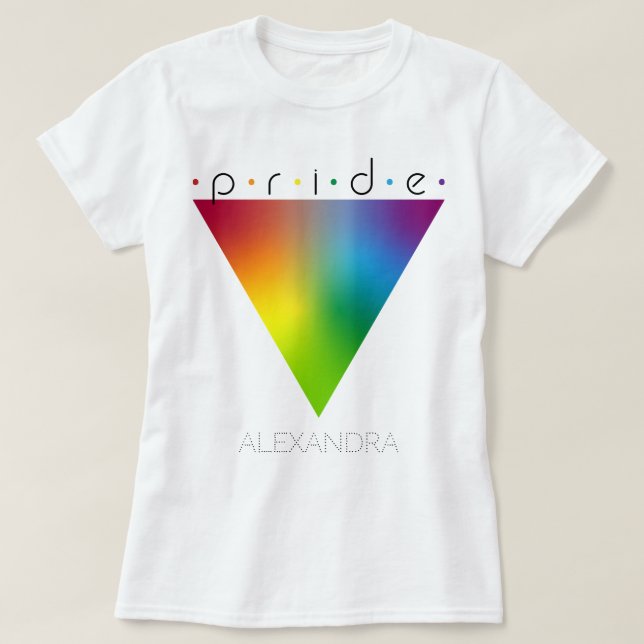 T-shirt Pride Gay LGBTQ Fashion Rainbow Triangle Nom (Design devant)