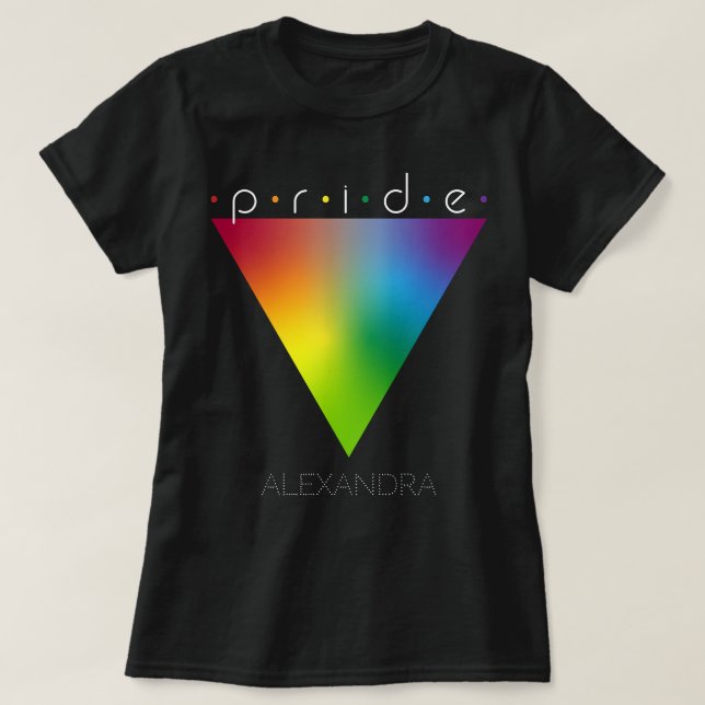 T-shirt Pride Gay LGBTQ Queer Trendy Rainbow Triangle Nom (Design devant)