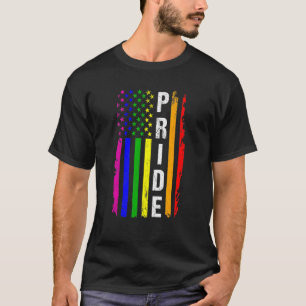 T-shirt Pride Gay Us Drapeau Rétro Lgbt Sensibilisation Tr