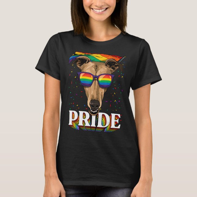 T-shirt Pride Greyhound LGBTQ Rainbow Flag Pride Mois Anim (Devant)