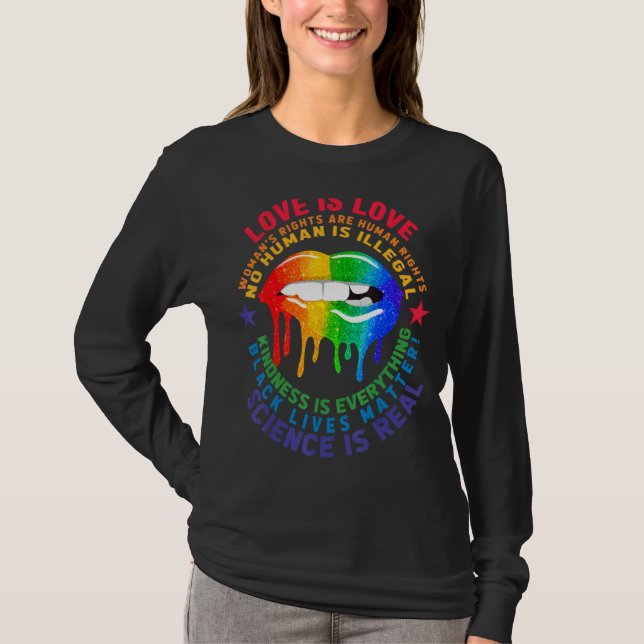 T-shirt Pride Lgbt Blm Égalité Rainbow Lips Lgbtq Amour (Devant)