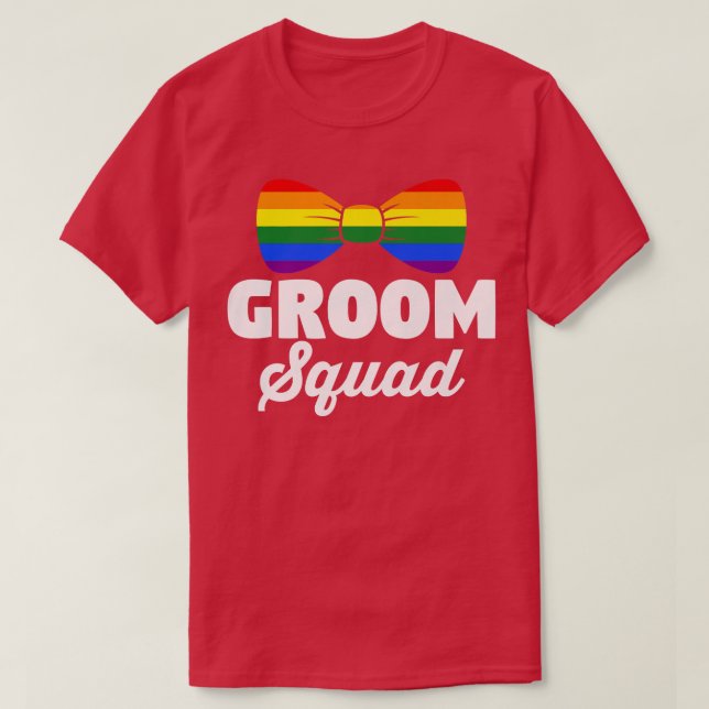 T-shirt Pride LGBT RainbowBachelor PartyMariage gayGroomT- (Design devant)