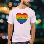 T-shirt Pride LGBTQ Rainbow Heart drapeau Texte personnali<br><div class="desc">Ajoutez votre texte et créez facilement votre T-shirt de fierté personnalisée. Cliquez sur PERSONNALISER ULTÉRIEUR pour modifier la couleur ou la police du texte. Vous pouvez TRANSFÉRER ce DESIGN sur d'autres produits Zazzle et l'ajuster à la plupart des articles Zazzle. Vous pouvez également cliquer sur le bouton PERSONNALISER pour ajouter,...</div>