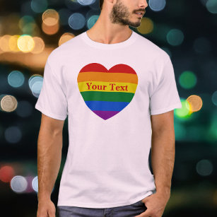 T-shirt Pride LGBTQ Rainbow Heart drapeau Texte personnali
