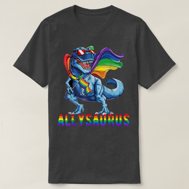 T-shirt Pride Mois 2022 Allysaurus Dinosaur Arc-en-ciel Dr (Design devant)