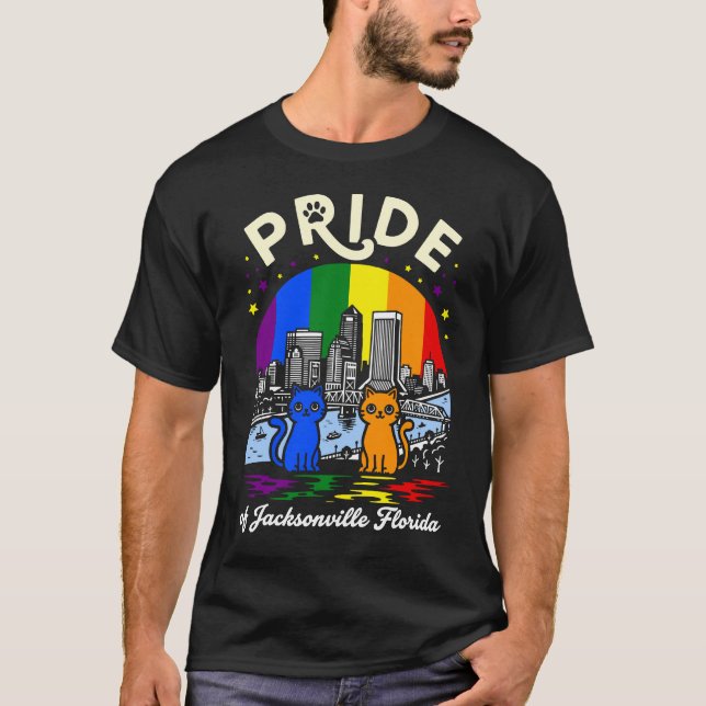 T-shirt Pride of Jacksonville City Florida Cats Rainbow Fl (Devant)