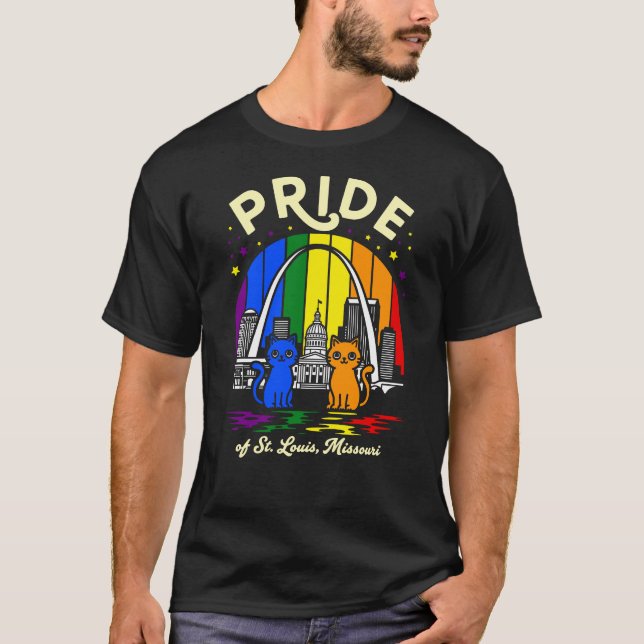 T-shirt  Pride of St. Louis City Missouri Cats Rainbow Fla (Devant)