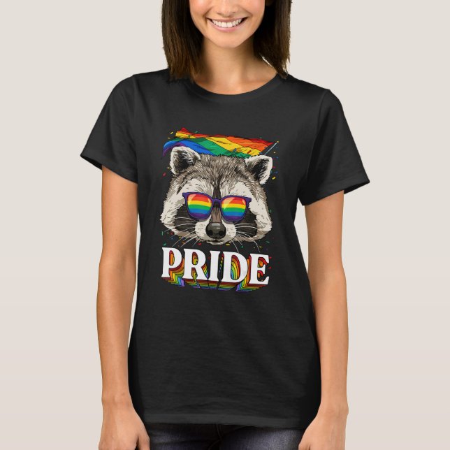 T-shirt Pride Raccoon LGBTQ Rainbow Flag Pride Month Trash (Devant)