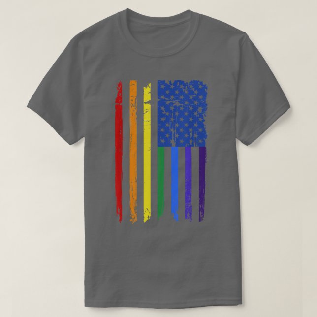 T-shirt Pride Rainbow American Flag Mois Gay pride  (Design devant)