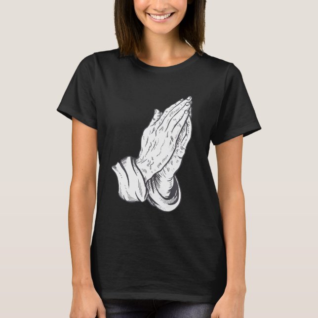 T-shirt Prier Jésus Mains (Devant)