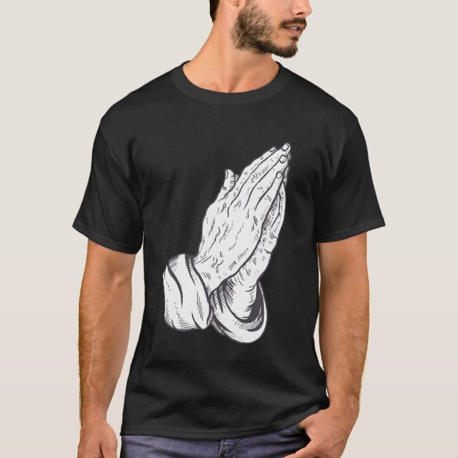T-shirt Prier Jésus Mains (Devant)