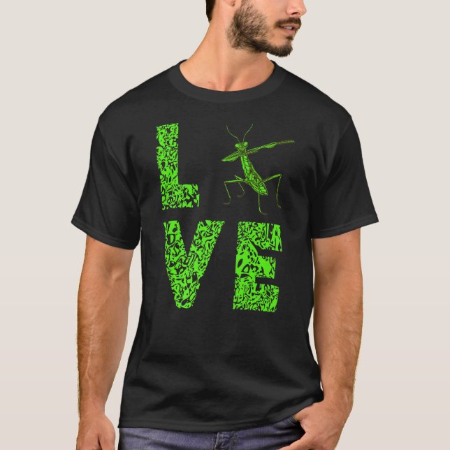 T-shirt Prier Mantis Love Leopard Green Insect Bug (Devant)