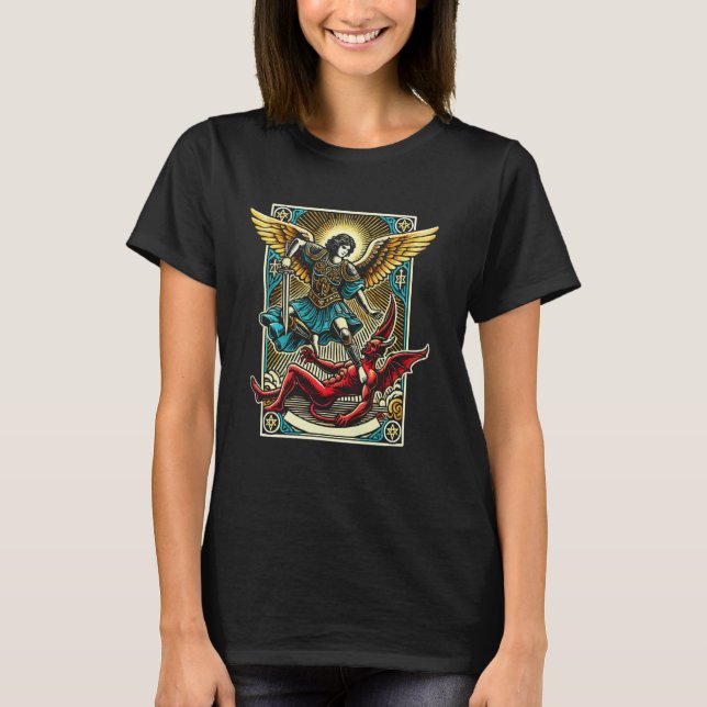 T-shirt Prière de saint Michel archange catholique (Devant)