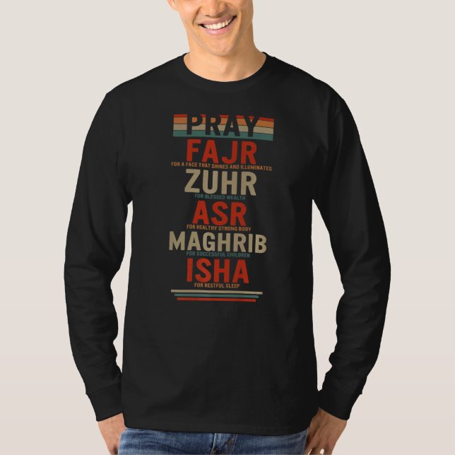 T-shirt Prière Fajr Zuhr Asr Maghrib Isha Prière musulmane (Devant)