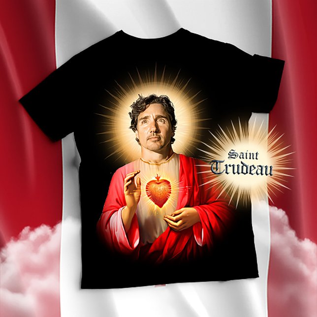 T-shirt Prière Saint Justin Trudeau (Patron Saint Justin Trudeau Devotional Prayer T-Shirts, Stickers and Gifts)