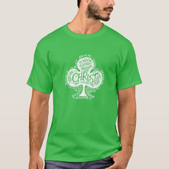 T-shirt Prière Saint Patrick's Breastplate Catholique Vert (Devant)