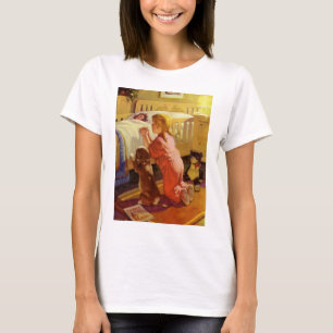 T-shirt Prières à l'heure du coucher, Fille avec chiot, Re