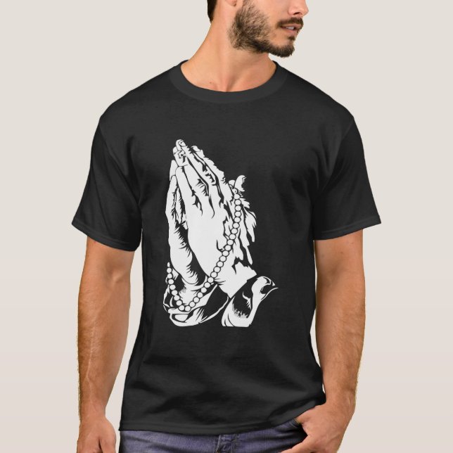 T-shirt Priez Mains Bienheureux Cadeau Catholique Chrétien (Devant)