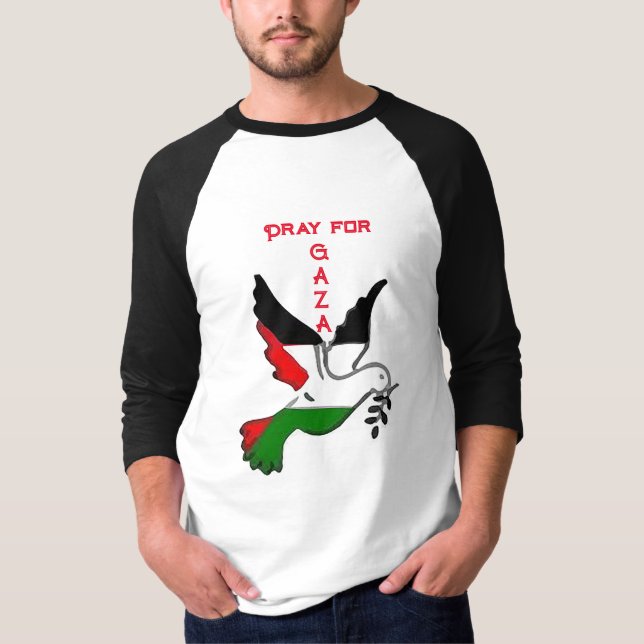 T-shirt Priez pour Gaza Unisex Ragland (Devant)