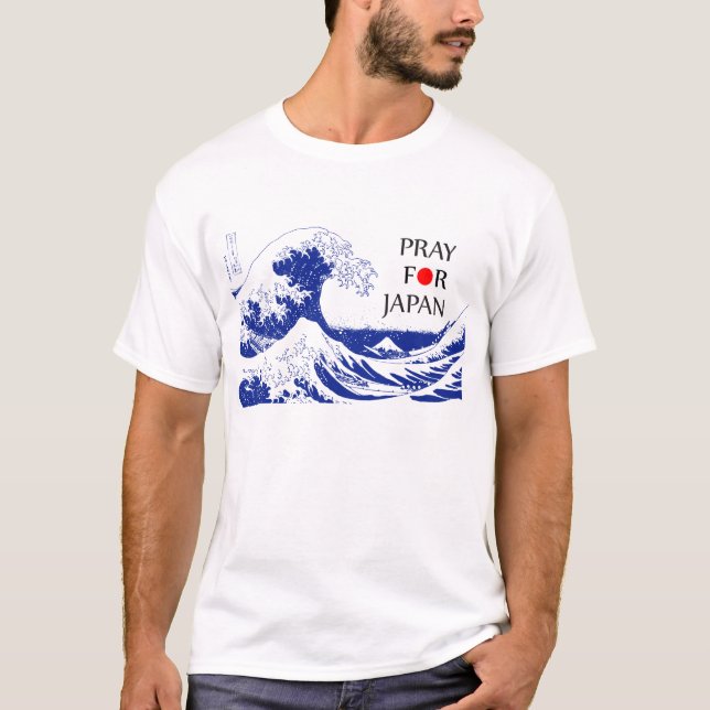 T-shirt Priez pour le Japon Hokusai (Devant)