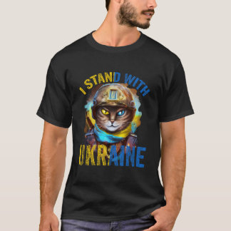 T-shirt Priez pour le soutien Soldat chat ukrainien Tenez-