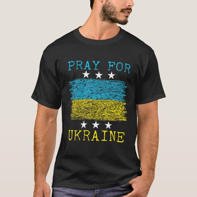 T-shirt Priez pour Ukraine drapeau ukrainien, ukrainien Vi (Devant)
