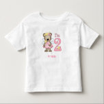T-shirt Princess Bear 2nd Birthday Toddler<br><div class="desc">Joli imaginaire design de deuxième anniversaire avec princesse d'ours portant une robe rose mignonne avec ailes de fée, couronne et baguette. Couleur arrière - plan personnalisable. Personnalisé.</div>