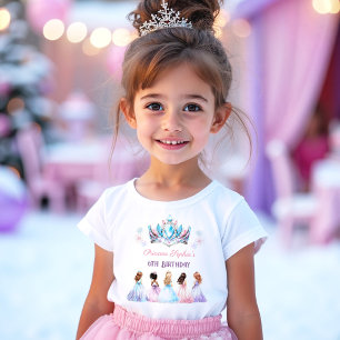 T-shirt Princess Crown Rose Blue Winter Girl Anniversaire